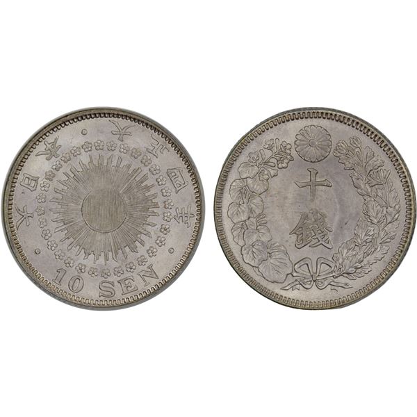 JAPAN: Taisho, 1912-1926, AR 10 sen, year 4 (1915), PCGS MS68