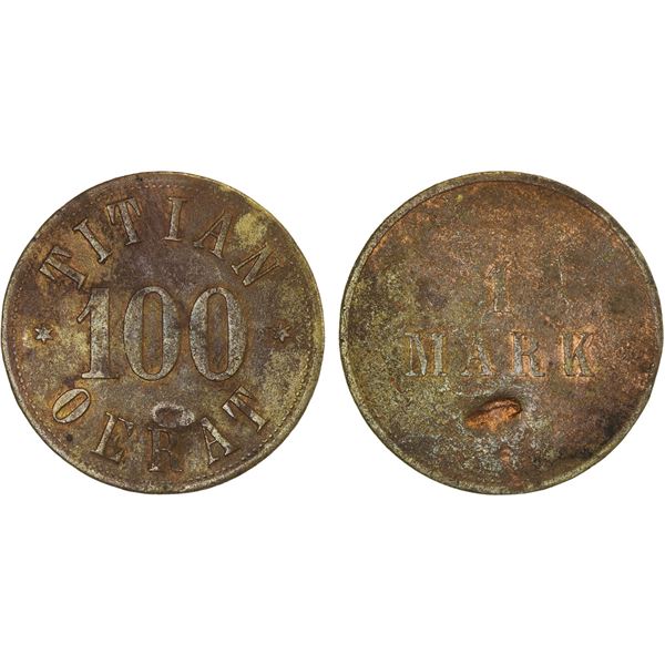 NETHERLANDS EAST INDIES: Plantation Tokens, brass 1 mark token, ND (ca. 1888-92), VF