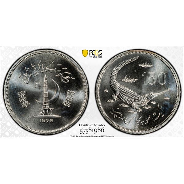 PAKISTAN: Islamic Republic, AR 150 rupees, 1976, PCGS MS68