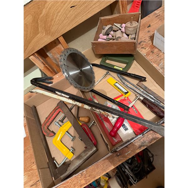 Clamps saw blades and sanding items