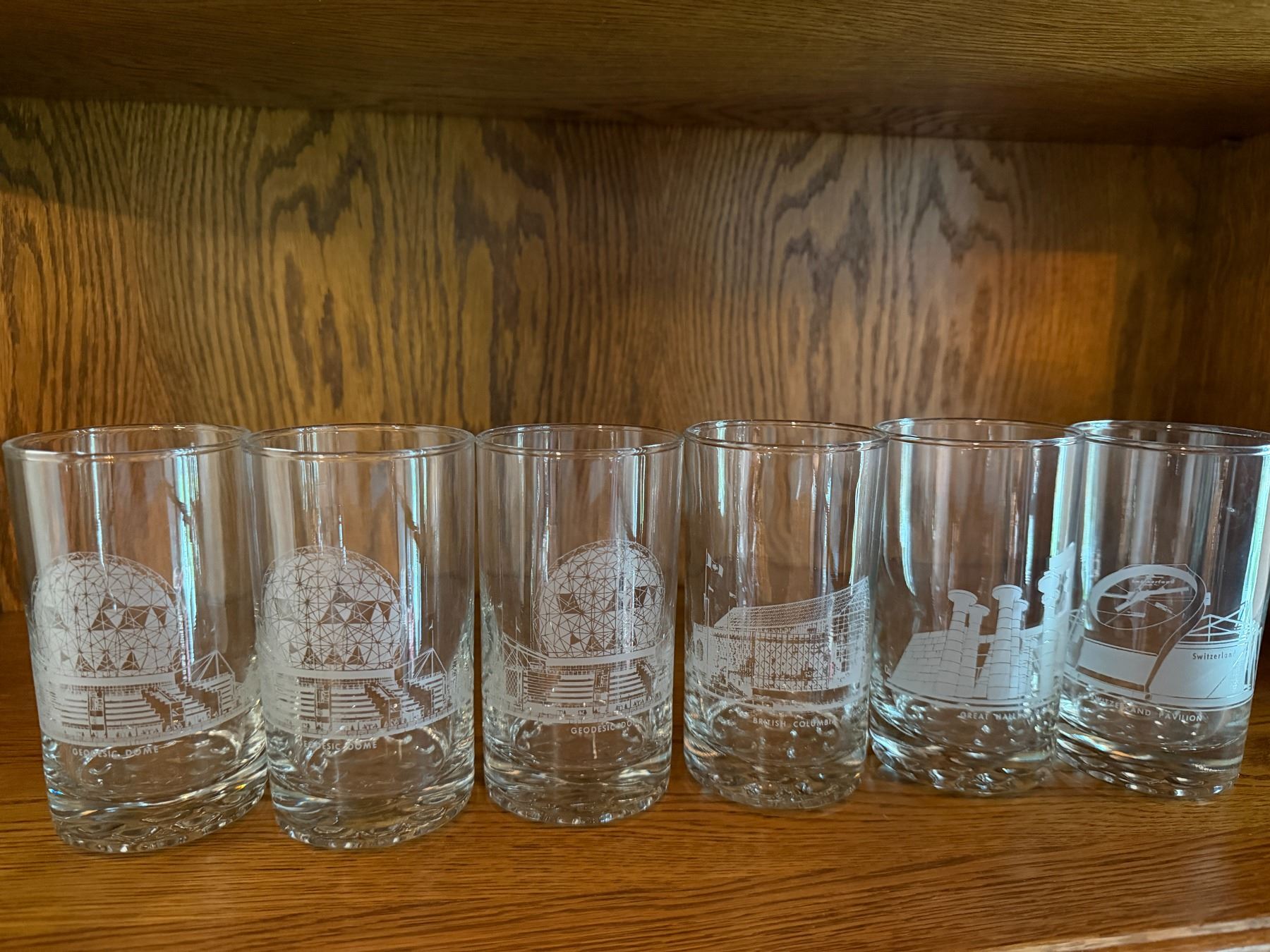 Collectible Coca-Cola and Shell glasses from expo