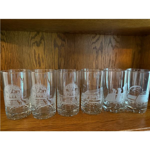 Collectible Coca-Cola and Shell glasses from expo