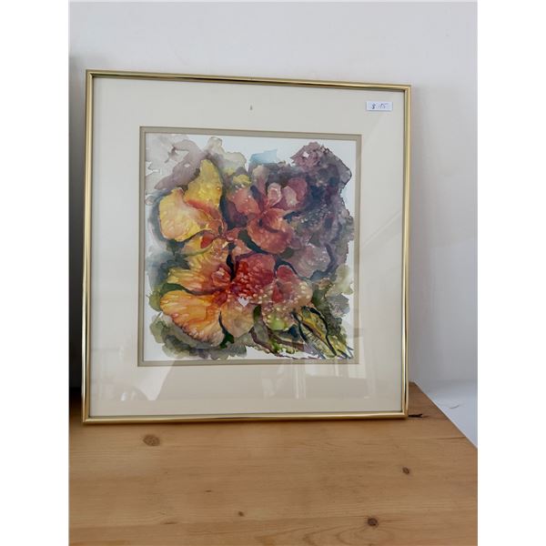 framed watercolor painting of flowers Pablo