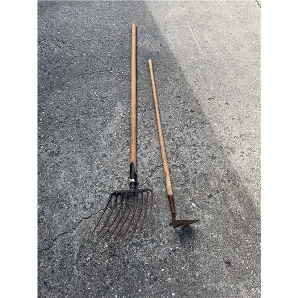 Pitchfork and hoe