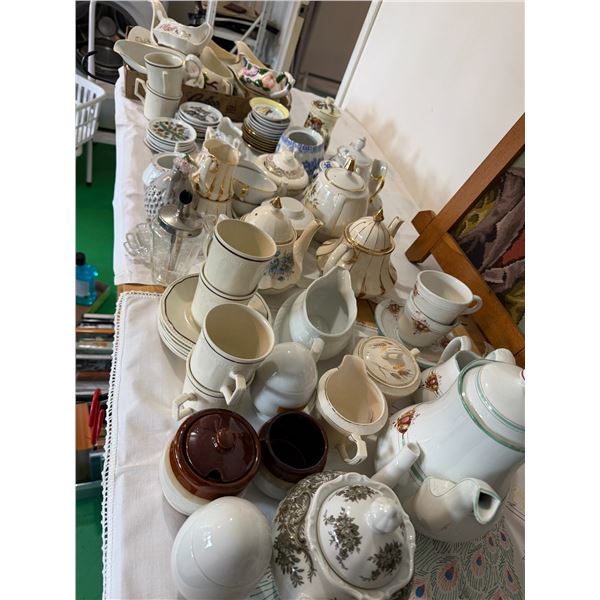 Dishes, China, tea, pots, cups, saucers, etc.