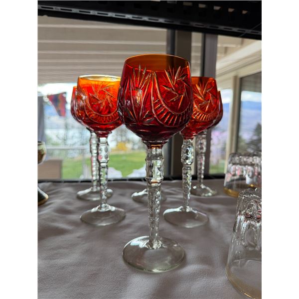 Hand cut crystal wine glasses