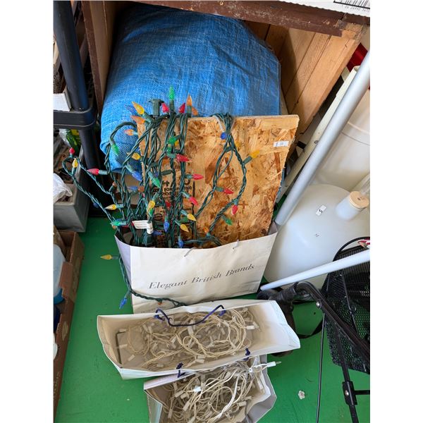 Christmas lights and tarp