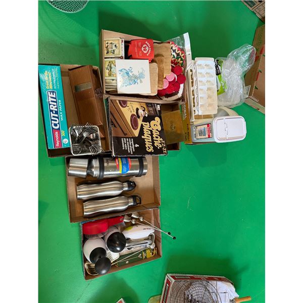 Water bottles, thermoses, choppers, and other kitchen items