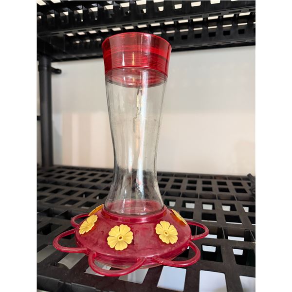 Glass hummingbird feeder