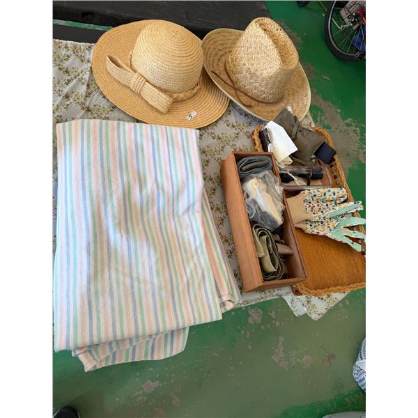 Hats, sheet gloves, and sewing related