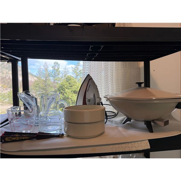 Iron vases, pirates measuring cup fan, and electric wok