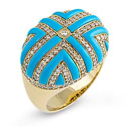 Genuine 3.06 ctw Diamond & Turquoise Ladies Ring  