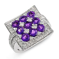 Genuine 2.76 ctw Diamond & Amethyst Ladies Ring  