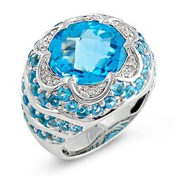 Genuine 12.23 ctw Diamond & Topaz Ladies Ring  