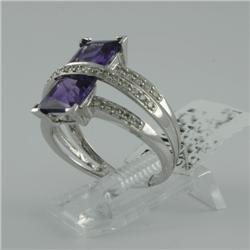 Ring 3.20 ctw Diamond & Amethyst  14K  White Gold- SRP$ 2207