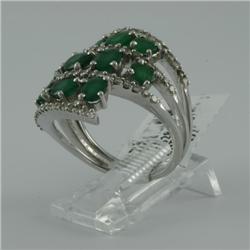 Ring 3.48 ctw Diamond & Emerald  14K  White Gold- SRP$ 5964