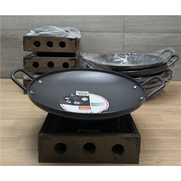Eugene Tosco 28cm Gopchang Pans W/Compact Alcohol Stoves - Lot of 10pcs