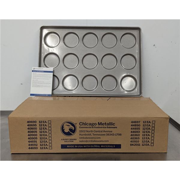 Glazed Aluminized Steel 15 Mold Individual Hamburger Bun/Cookie Pans - Lot of 6