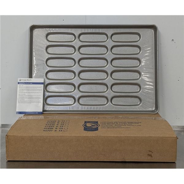 Glazed Aluminized Steel 18 Mold Hot Dog Bun Pans - Lot of 6