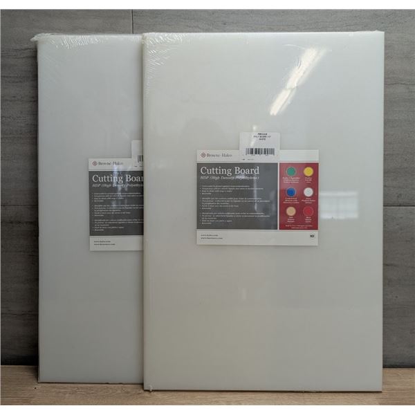 White Poly Cutting Boards 12x18x0.5", High Density, Browne PER1218 - Lot of 2