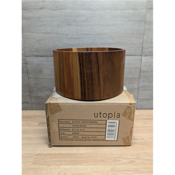 Acacia Punch Barrel Stand / Bowl 8.5", Browne HG829