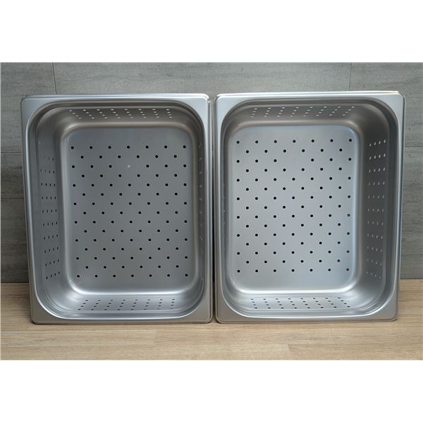 1/2 Size 4" Deep Perforated Stainless Steel Inserts, Johnson-Rose 58205 - Lot of 2 | CC2