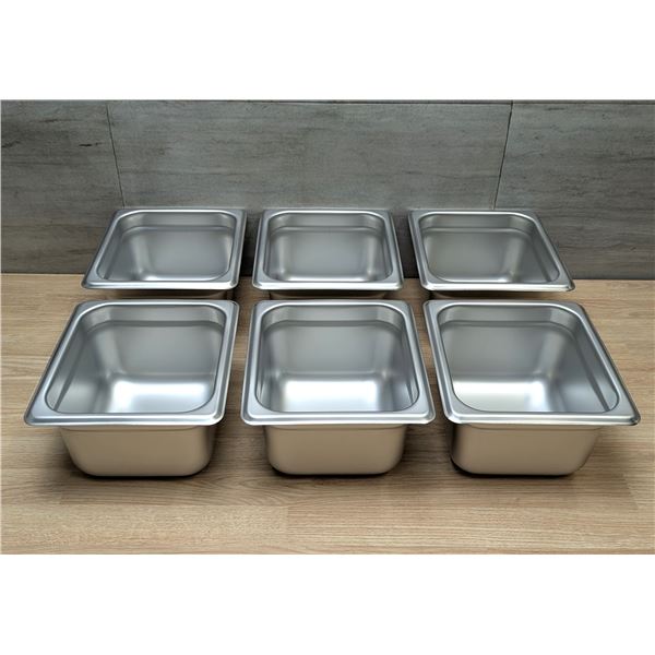 1/6 Size 4" Deep Stainless Steel Inserts, Johnson-Rose 58604 - Lot of 6