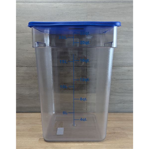 22qt Clear Food Storage Bin W/Blue Lid, 22QT Omcan Clear BINS & LIDS