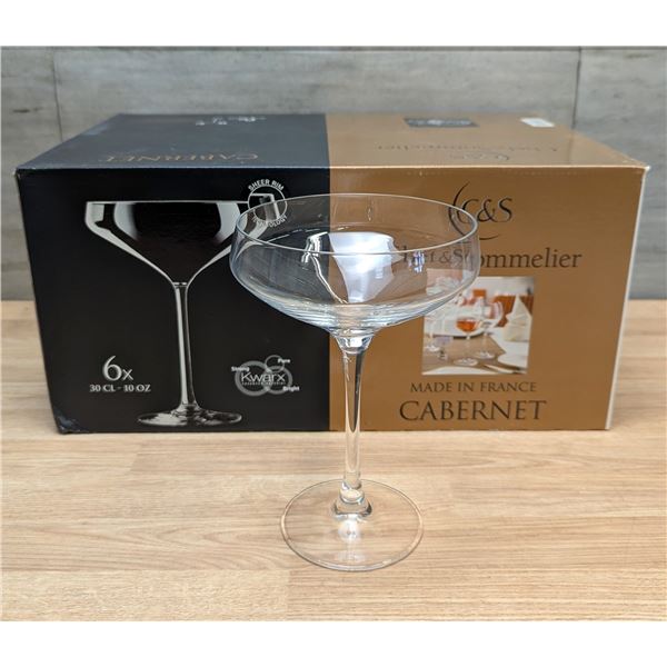10oz Cabernet Champagne Coupe Glasses, Chef & Sommelier D6140 - Lot of 6
