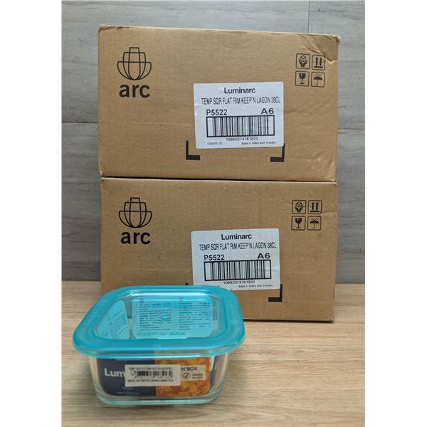 380ml Glass Square Keep N Boxes, Arcoroc P5522 - Lot of 12 | CC5