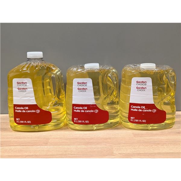 Gordon Choice Canola Oil, 3L - Lot of 3