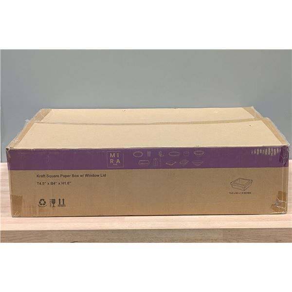 Mira Kraft Square Paper Box with Window Lid - Lot of 200 set ( 1 Case )