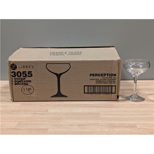 Libbey 3055 Perception 8-1/2oz/251ml Cocktail Coupe Glasses - Lot of 11 | EC4
