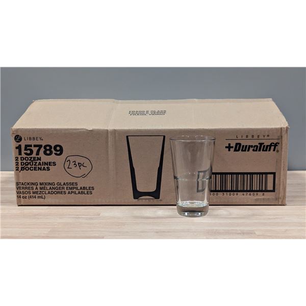 Libbey 15789 14oz Stacking Mixing Glasses - Lot of 23 | EC4