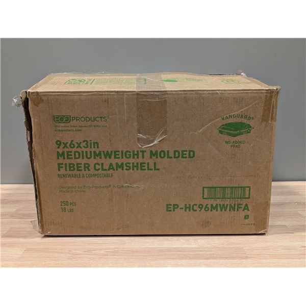 Eco Products 9" x 6" Medium Weight Molded Fiber Clamshell - Lot of 250 (1 Case) | EC4
