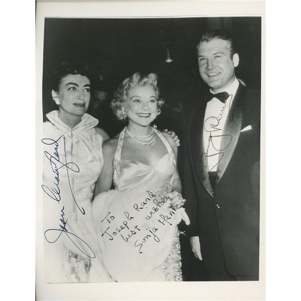 Superman George Reeves, Joan Crawford and Sonja Henie autographed photo. GFA Authenticated