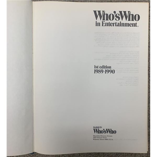 Who's Who in Entertainment first edition book