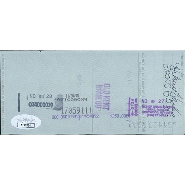 Baseball Umpire Al Barlick Signed Cancelled Check JSA Authenticated