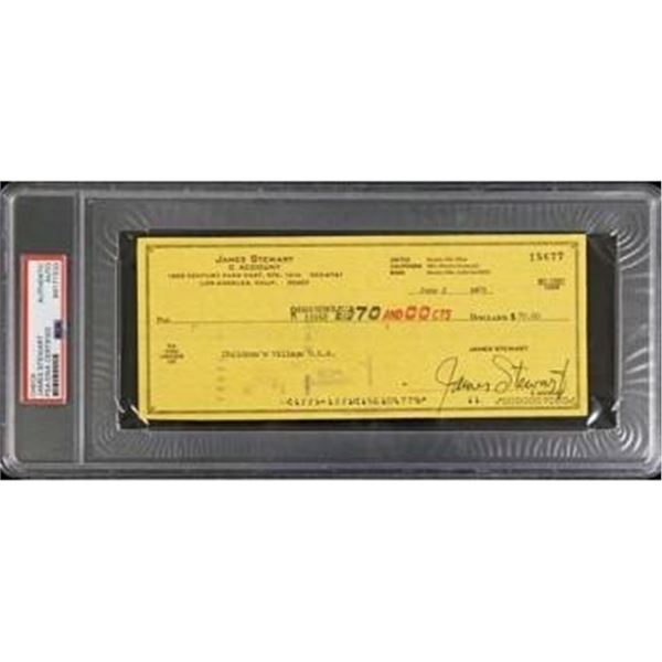 its A Wonderful Life James Stewart Signed Cancelled Check PSA Authenticated Slabbed