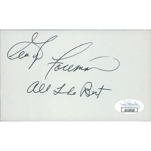 George Foreman Signed 3x5 Index Card