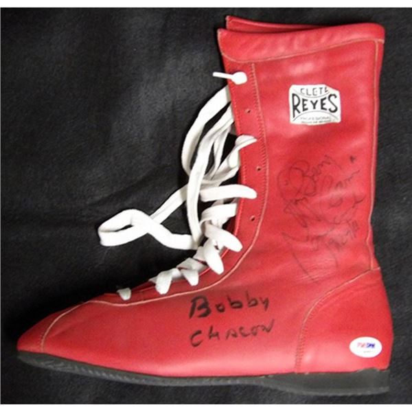 Bobby Chacon and Ray Mancini signed Reyes Boxing Shoe Boot