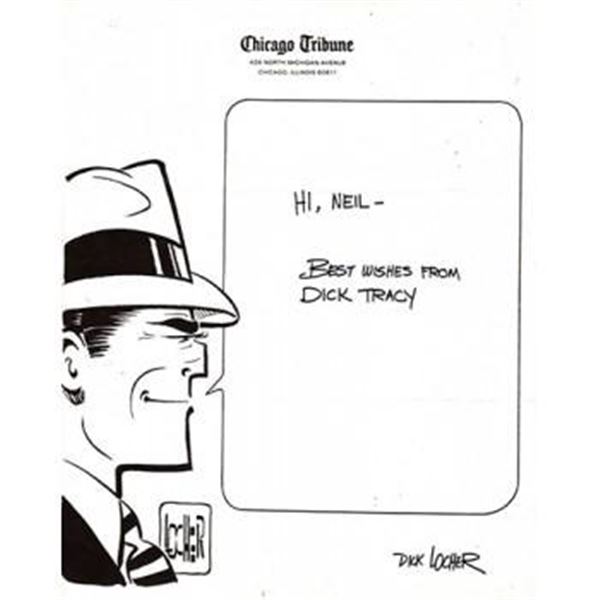 Dick Tracy Dick Locher Signed  8.5x11 Chicago Tribune Letterhead JSA Authenticated