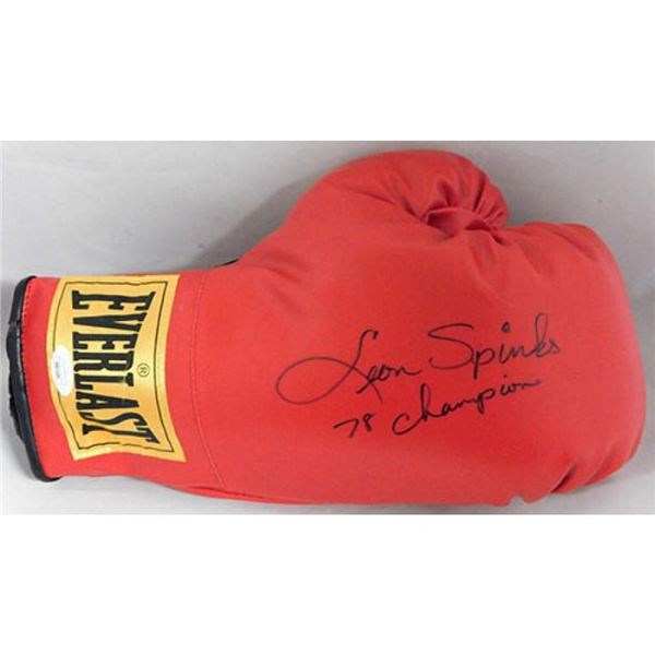 Leon Spinks Signed Red Everlast Boxing Glove