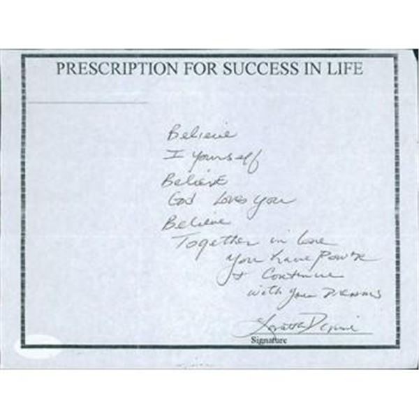 Waiting To Exhale Loretta Devine Signed 6.5x8.5 Hand Written Note Page JSA Authenticated