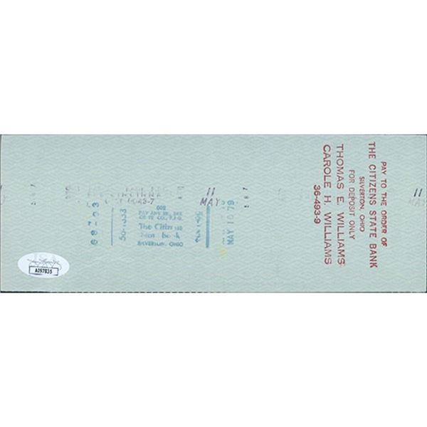 New York Yankees Waite Hoyt Signed Cancelled Check JSA Authenticated