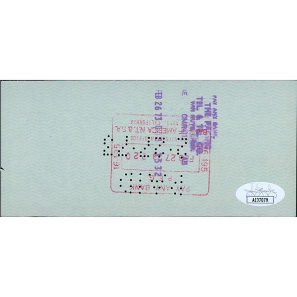 The Man From The Alamo Chill Wills Signed Cancelled Check JSA Authenticated