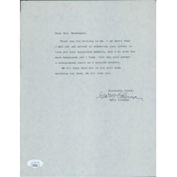 Different Strokes Gary Coleman A Signed 8.5x11 Reply Typed Letter JSA Authenticated