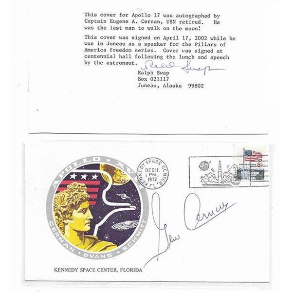 Astronaut Gene Cernan signed space cover