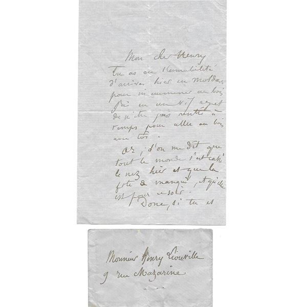 Paul Gustavo Dore handwritten signed Letter