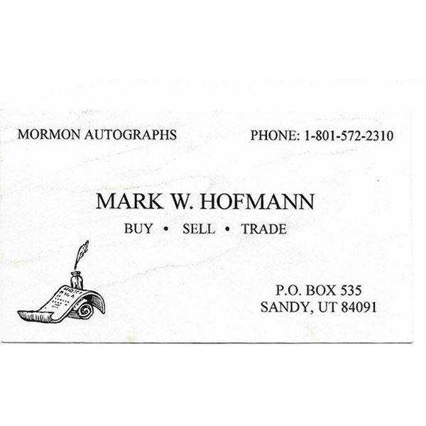 Forger Mark Hofmann Signed Card